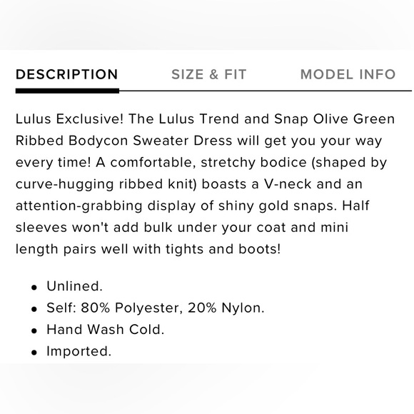 XS Lulu’s Olive Green Bodycon Dress - Picture 5 of 5